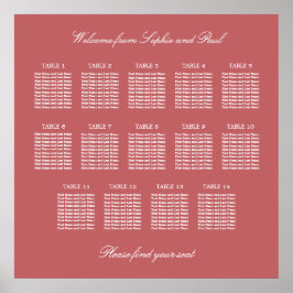 Póster de gráfico de asientos de mesa rosa polvori