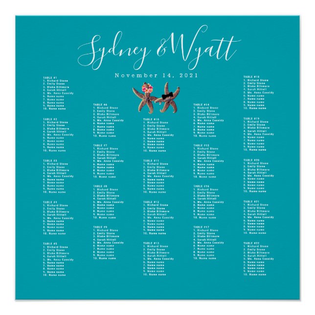 Poster de gráfico de asientos grandes Starfish Bri (Anverso)