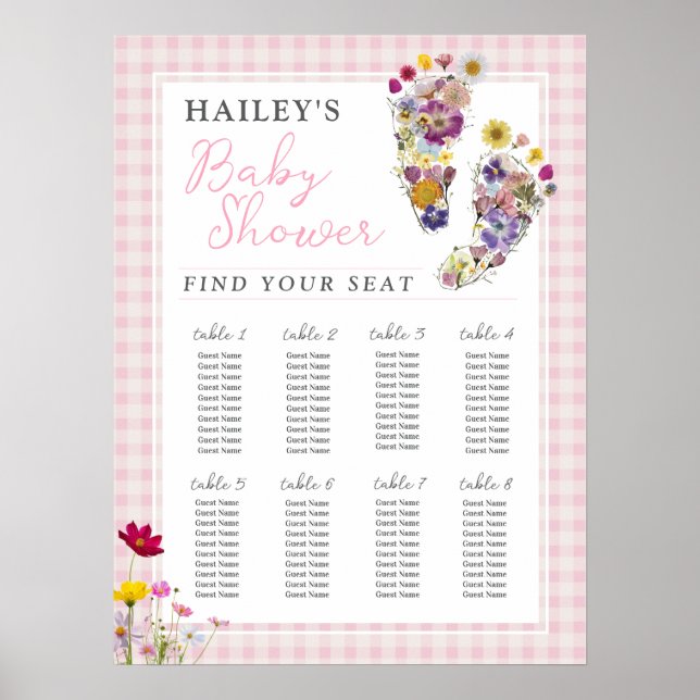 Póster de Gráfico de Asientos para Baby Shower con (Frente)