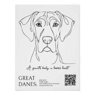 Póster de Gran Danés de Arte de Línea