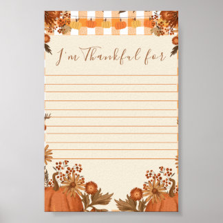 Póster de gratitud de Friendsgiving Estoy agradeci