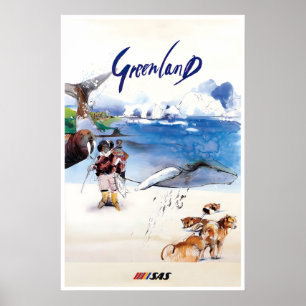 Póster de Groenlandia Impresión Vintage Arte de Vi