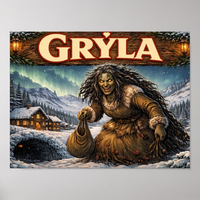 Póster de Gryla el duende navideño islandés (Frente)