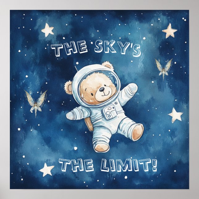 Póster de Guardería Astronauta Teddy Sueños Dulces (Frente)