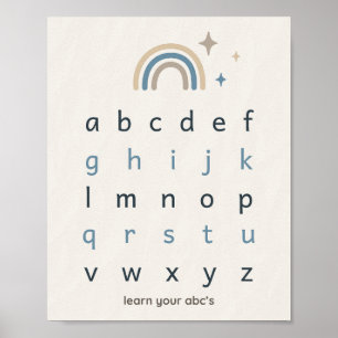 Póster de guardería con alfabeto boho impreso ABC 