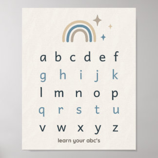 Póster de guardería con alfabeto boho impreso ABC 
