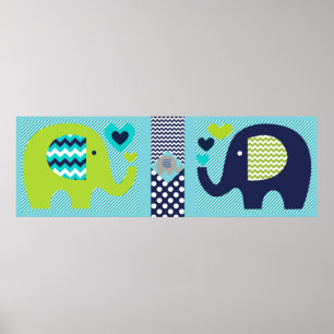 Póster de guardería de amigos de elefante