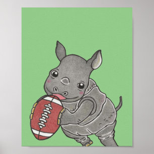 Póster de guardería de animal de rinoceronte bebé 