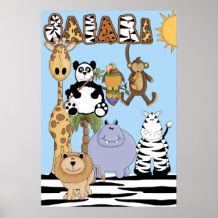 Póster de guardería de animales de safari