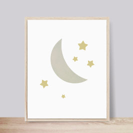 Póster de guardería de Luna y Estrellas