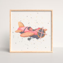 Póster de guardería de niño de avión pintado a man