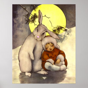 Póster de guardería de niño pequeño soñoliento con
