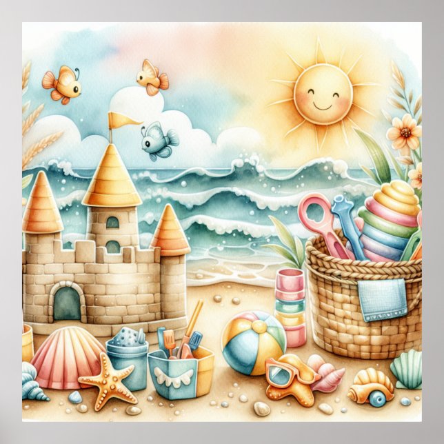 Póster de Guardería Playa Pastel (Frente)
