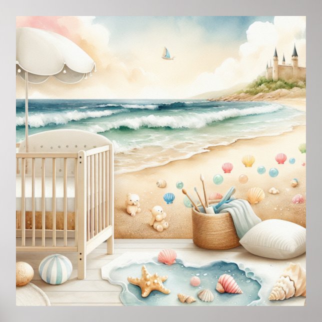Póster de Guardería Playa Pastel (Frente)