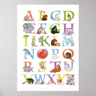 Póster de guardería y habitación de niños Animal A