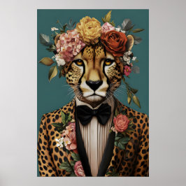 Póster de Guepardo con Traje, Retrato de Guepardo,