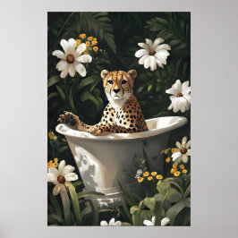 Póster de guepardo en bañera, Póster divertido de 