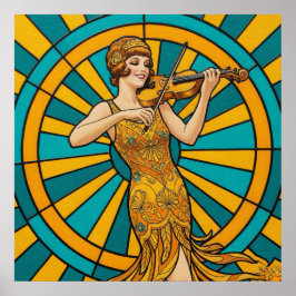 Póster de guitarrista psicodélico Música retro vib