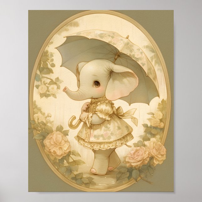 Póster de habitación de bebé - Elefante Dulce (Frente)