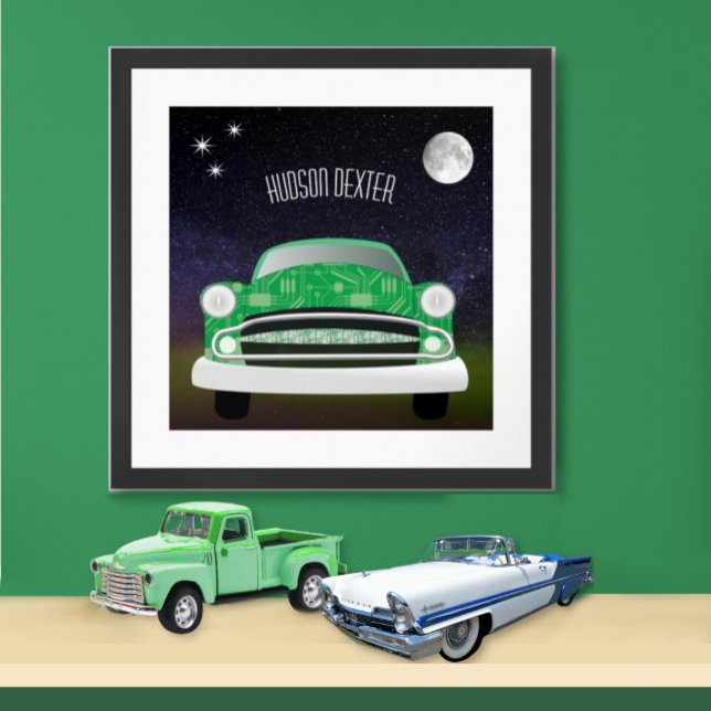 Póster de habitación de niño con coche retro verde (Subido por el creador)