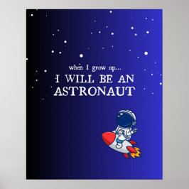 Póster de habitación infantil azul, astronauta, te