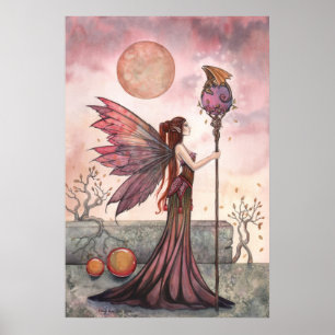 Póster de Hada de Fantasía del Dragón Dorado