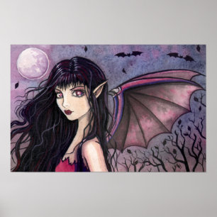 Póster de Hada Gótica Vampira Niña Murciélago