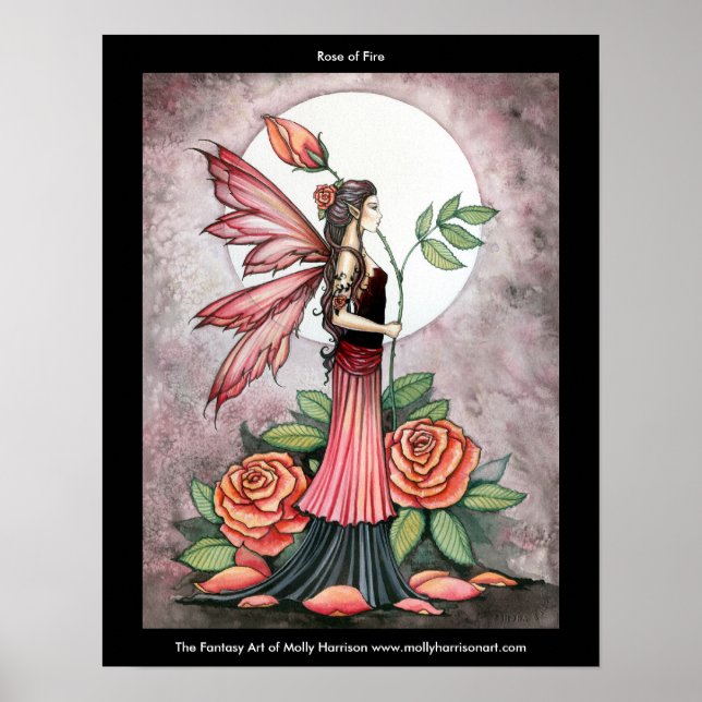 Póster de Hada Rosa de Fuego por Molly Harrison (Frente)