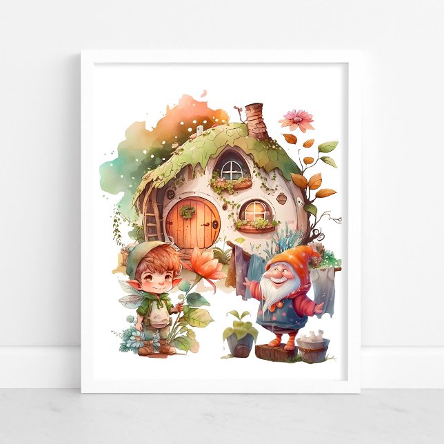 Póster de hada y gnomo lindo (Subido por el creador)