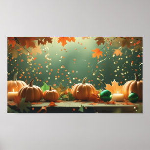 Poster de Halloween con decoración de otoño