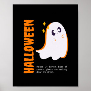 Póster de Halloween de fantasma lindo y extravagan