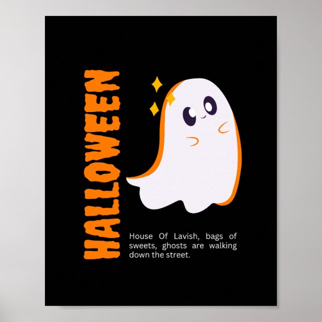 Póster de Halloween de fantasma lindo y extravagan (Frente)