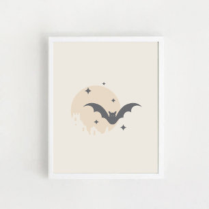 Póster de Halloween de Luna, Murciélago y Ruinas d
