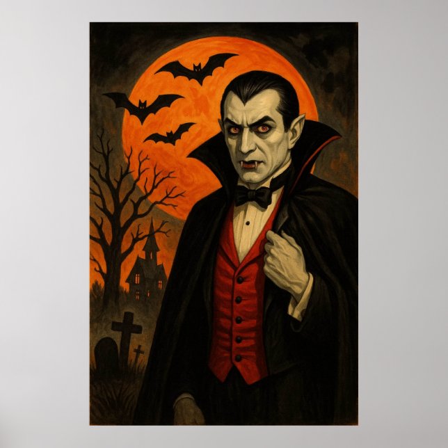 Póster de Halloween de vampiro (Frente)