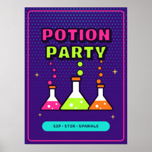 Póster de Halloween Neon de Fiesta de Pociones
