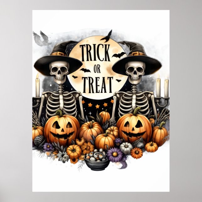 Póster de Halloween 'Truco o Trato' para pared (Frente)