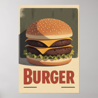 Póster de Hamburguesa Clásica – Arte Retro de Pare