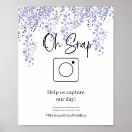 Póster de hashtag de boda Oh Snap Wisteria