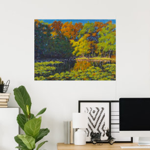 Póster de hermosos reflejos de colores de otoño
