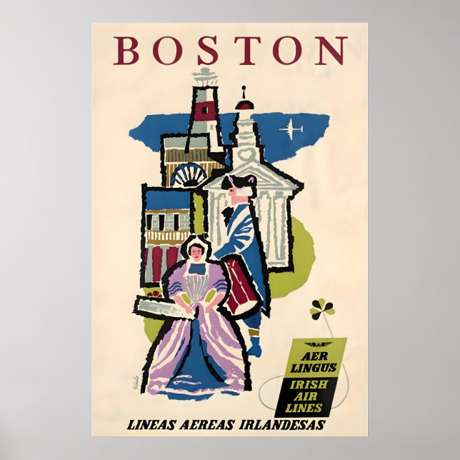 Póster de Historia de Boston Arte de Viaje Impresi (Frente)