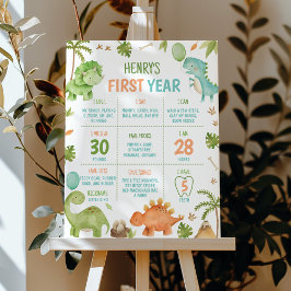 Póster de hito de cumpleaños de dinosaurios para n
