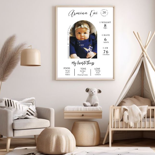 Póster de hito del primer cumpleaños con arco mode (Subido por el creador)