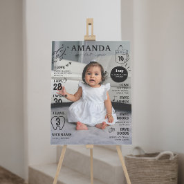 Póster de hito fotográfico del primer cumpleaños m