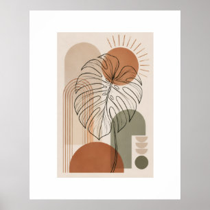 Póster de hoja de Monstera botánico boho moderno