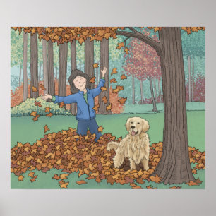 Póster de hojas de otoño
