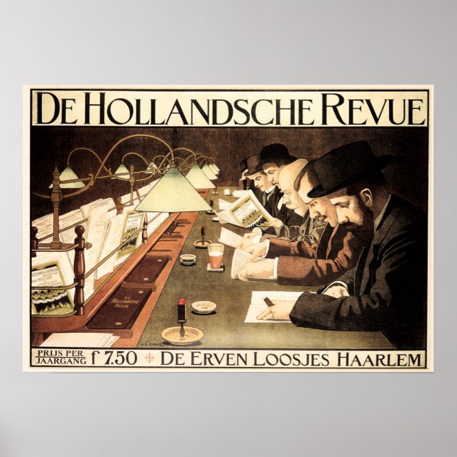 Póster DE HOLLANDSCHE REVUE Journal Magazine Vintage Ad (Frente)
