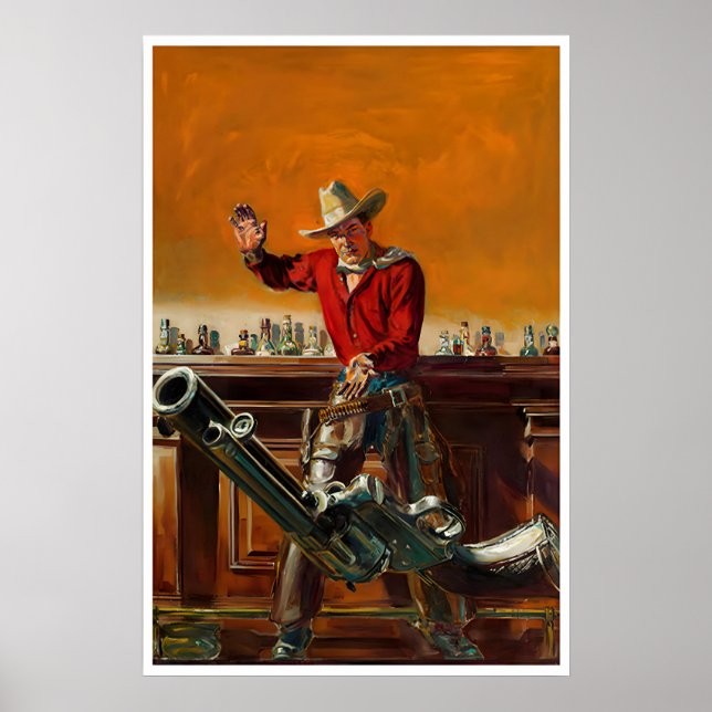 Póster de hombre vaquero de arte occidental Wester (Frente)