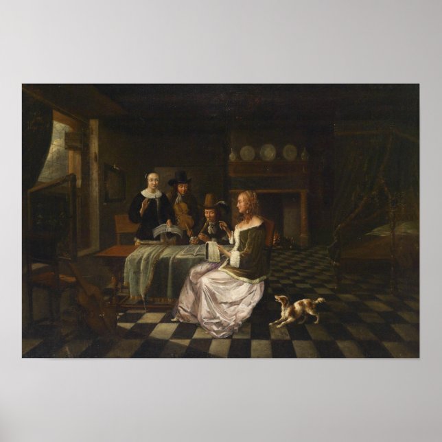 Póster De Hooch - Interior Con Cuatro Personas (Frente)