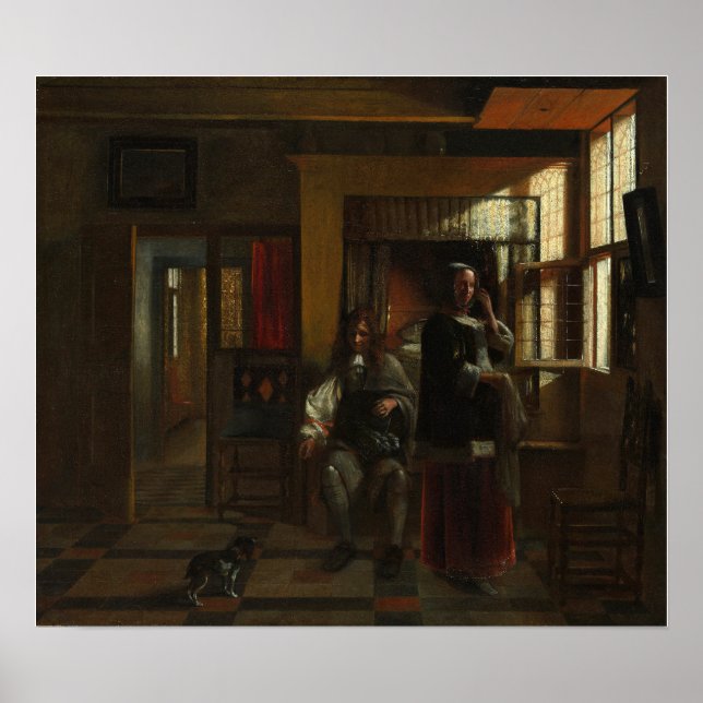 Póster De Hooch - Interior Con Pareja Joven (Frente)