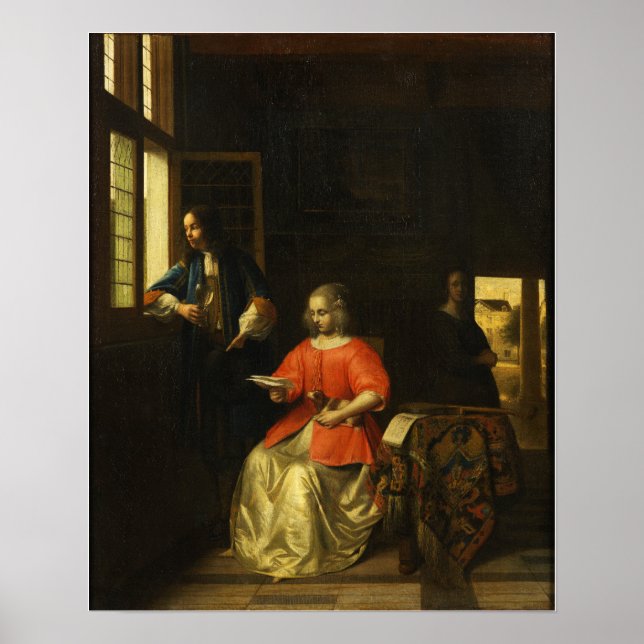 Póster De Hooch - Interior con una joven leyendo una c… (Frente)